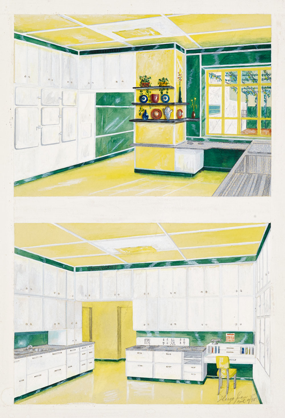 1930s design drawing of a kitchen