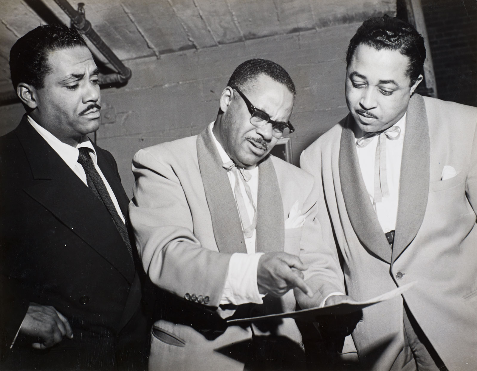 Photograph of Machito, Mario Bauzá, and René Hernández