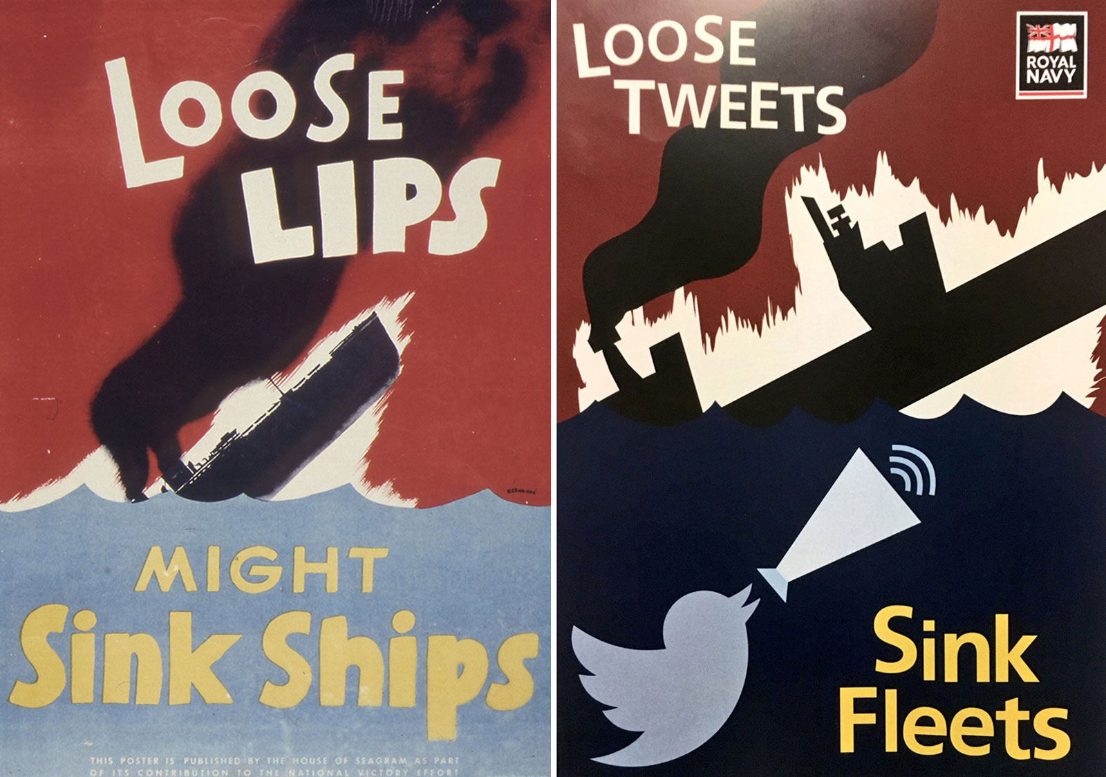 Loose Lips Sink Ships poster and modern reimagining
