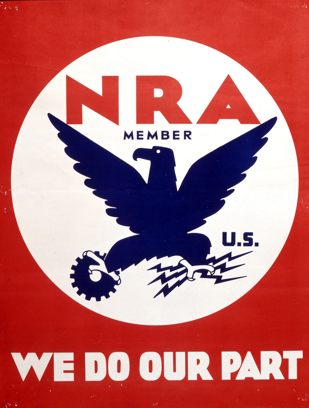 National Recovery Act poster with a centralized blue eagle