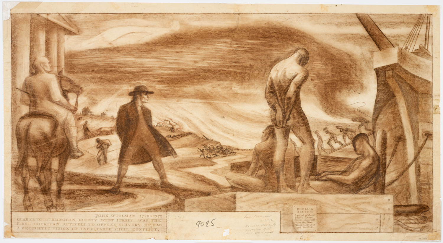 Mural study of a slave auction